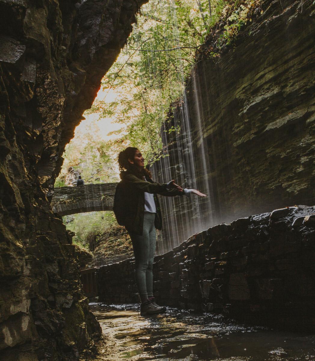 A woman at Watkins Glen State Park in New York