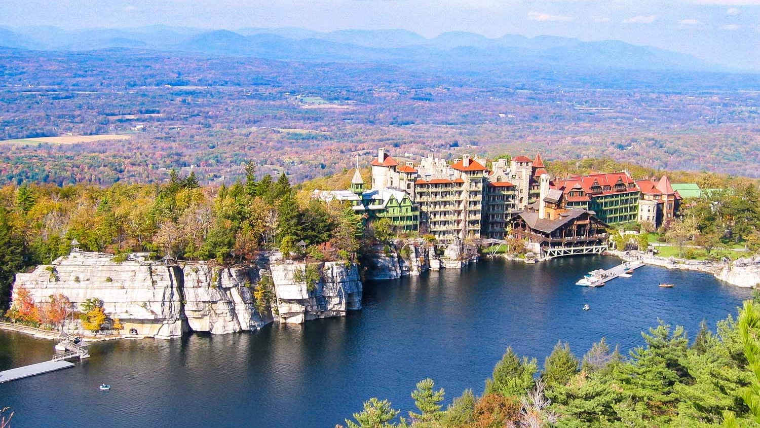 Mohonk Mountain House with view of the lake.