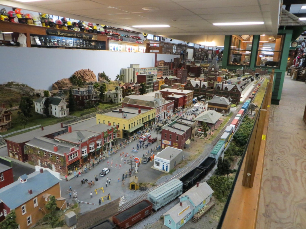 Miniature model of a town with a railroad at Railroad Museum in Medina, Western New York.
